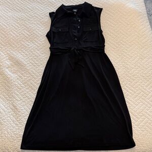 Saint Tropez West Black Sleeveless Tie-Waist Midi Dress